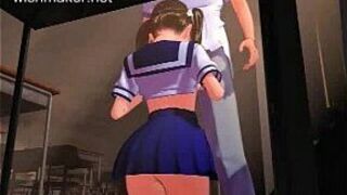 Sexy anime doing blowjob porn video