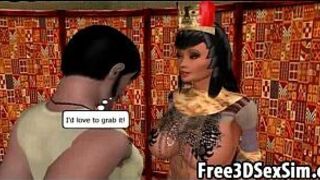 Two sexy 3D cartoon hotties sucking and fucking a stud porn video